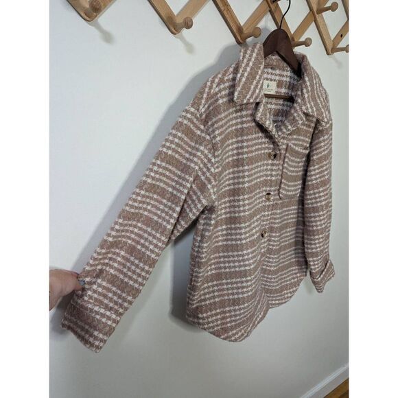 NWT Jade & Ivory Neutral Jacquard Mauve Plaid Shacket Jacket - Size M - Picture 2 of 8